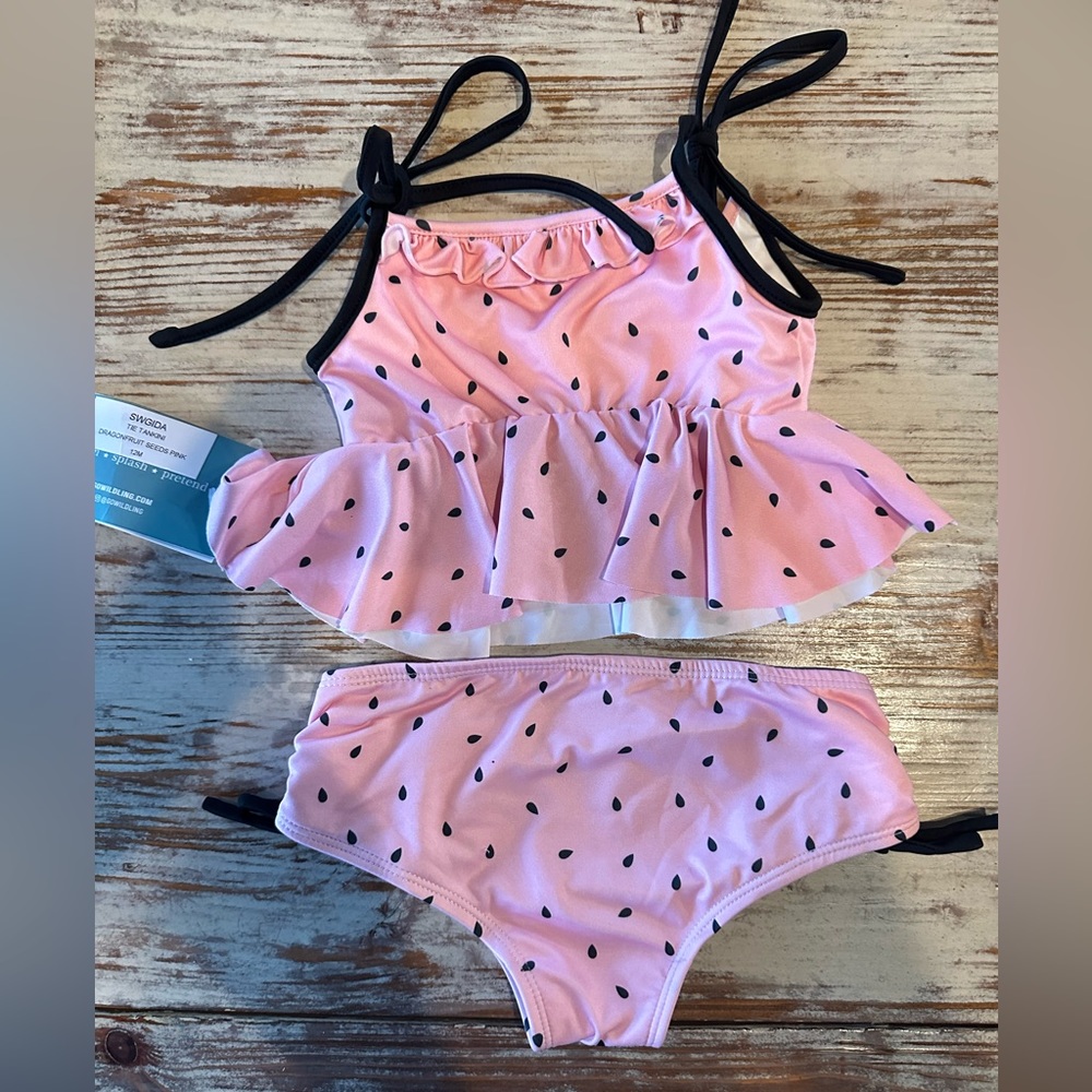 Well Dressed Wolf Wildling Tie Tankini Dragonfruit Seeds Pink 12M NWT!